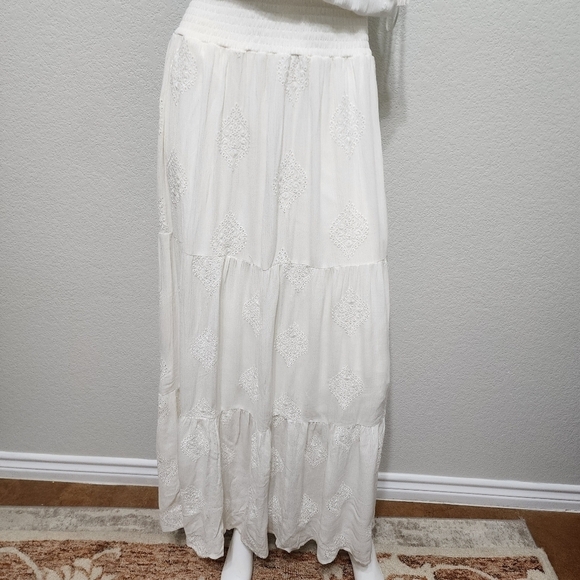 Lovestitch Gauze Cream Boho Coastal Cowgirl Maxi Dress Size S - Picture 14 of 14